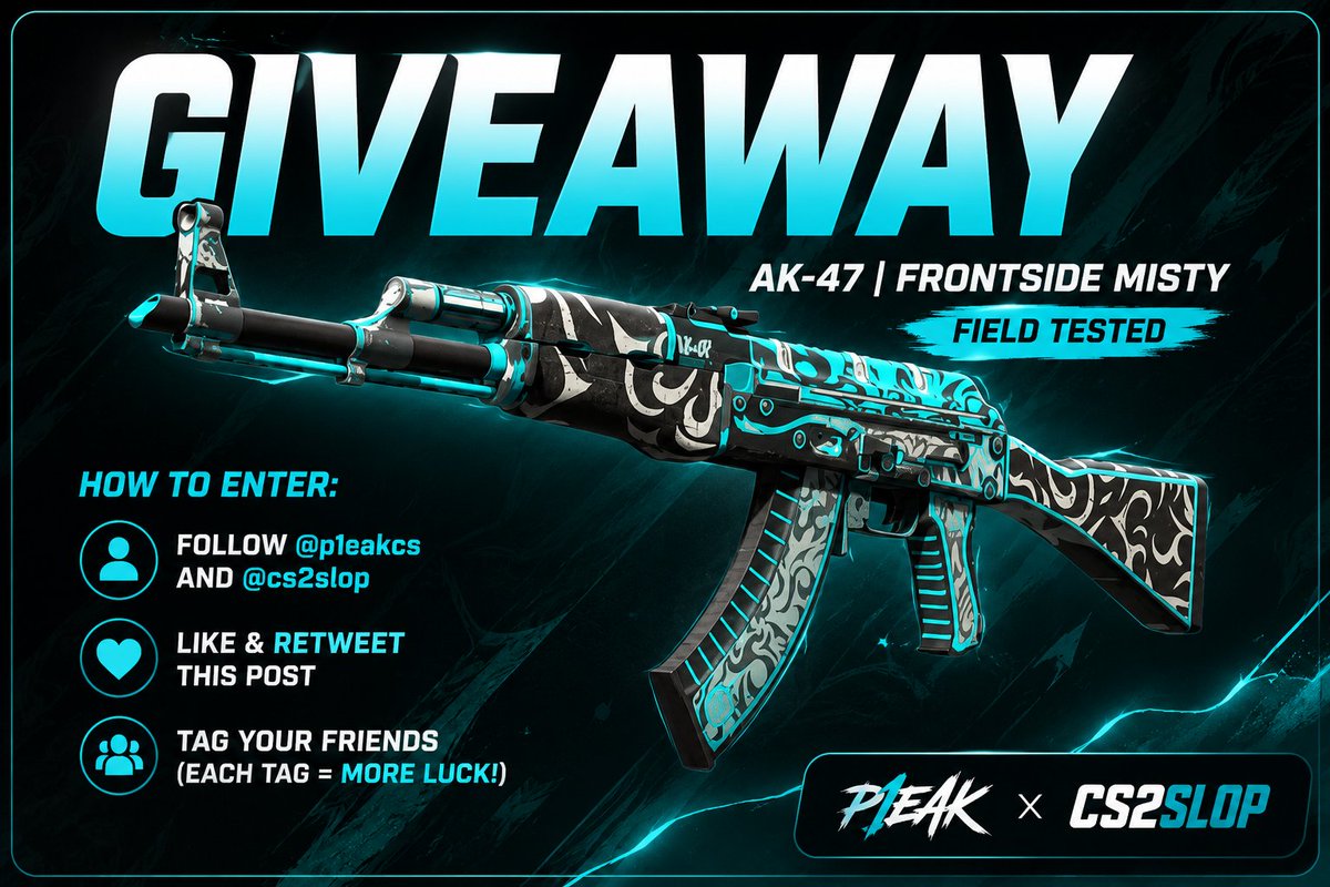 p1eakcs's tweet photo. 🔥 AK-47 | Frontside Misty (Field Tested)

How to enter:
✅Follow @p1eakcs and @cs2slop 
💕 Like &amp; 📷 Retweet this post
🫂 Tag your friends (each tag = more luck!)

⏲️ Ends in 7 days – don’t sleep on this!

🌹 Good luck everyone! https://t.co/TTk3qwe7h2
