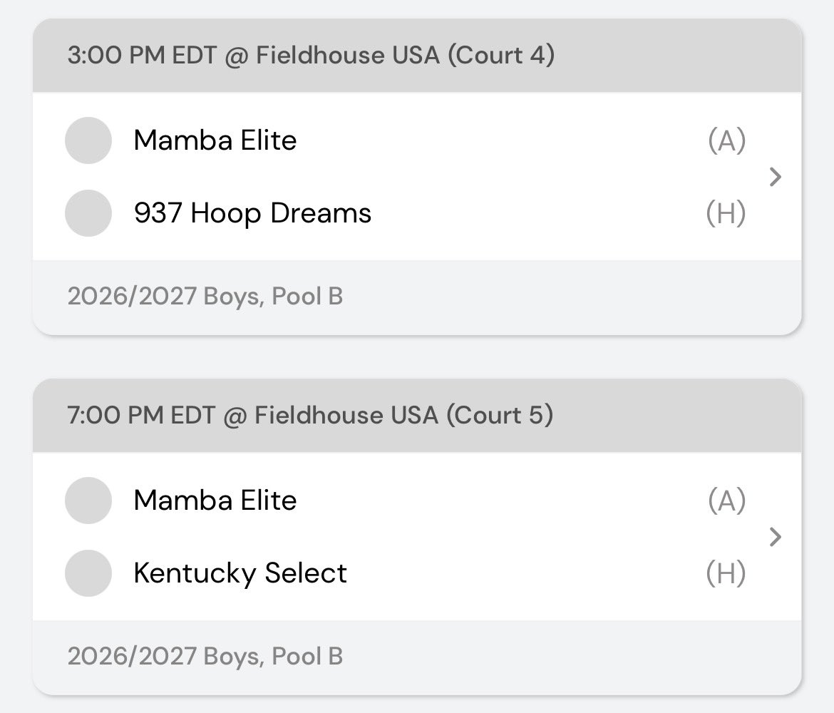 KyleRozell1's tweet photo. Schedule for my last ever AAU tournament, excited to work! https://t.co/YjyJBiNi5F