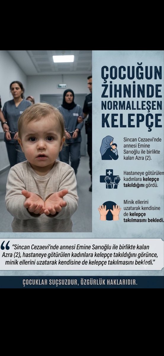 birhalicli's tweet photo. 27 Ekim 2025’ten bu yana KHK’lı öğretmen Emine Sarıoğlu cezaevinde. 18 aylıkken annesiyle birlikte cezaevine giren Azra bugün 27 aylık. 9 aydır bu bebek cezaevinde!

AzraBebek Hapiste https://t.co/bvC2hT1XIy