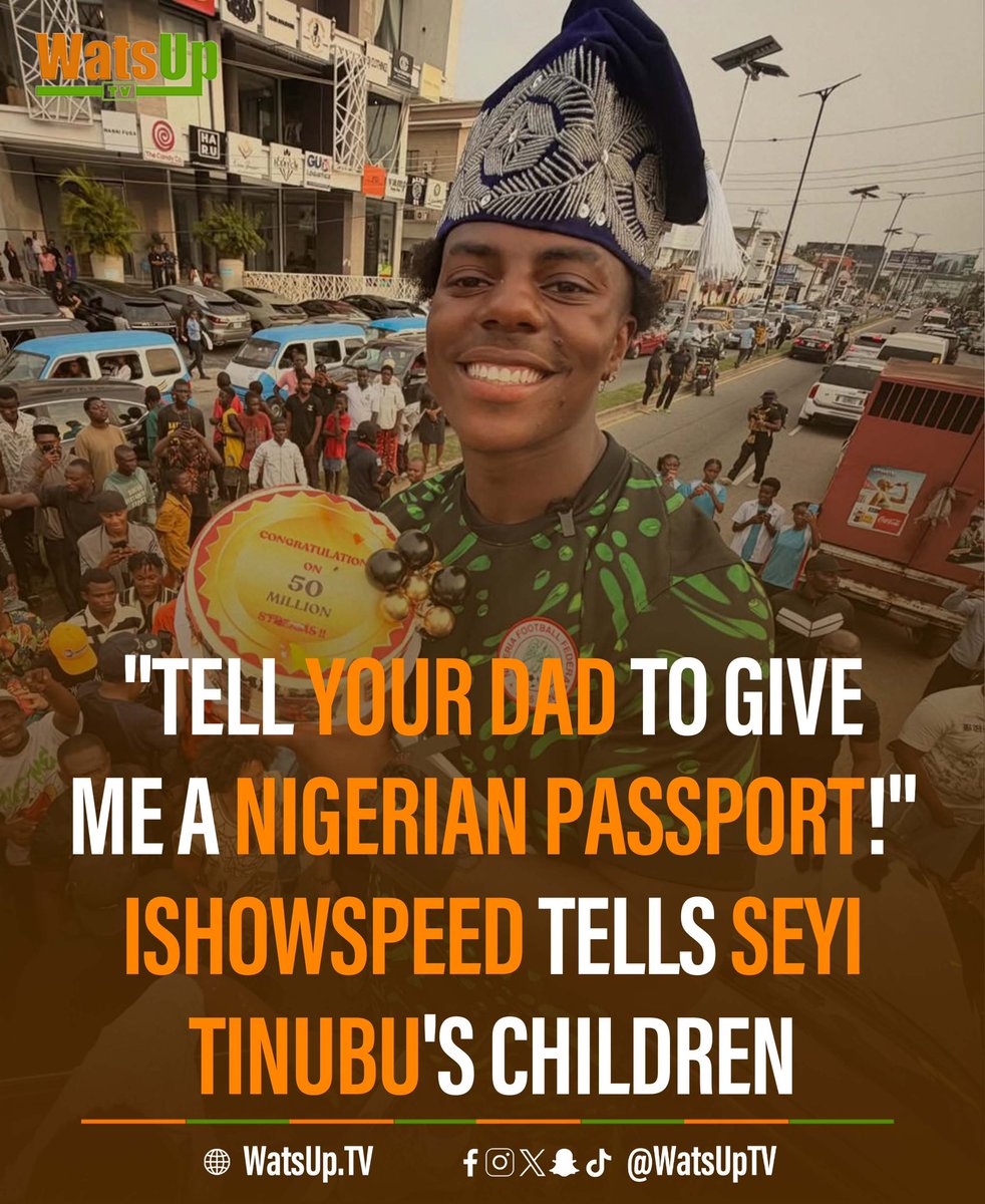 WatsUpTV's tweet photo. 🚨 IShowSpeed Jokes About Getting A Nigerian Passport At The World Cup.

Popular streamer IShowSpeed shared a lighthearted moment at the 2026 FIFA World Cup after taking a photo with Seyi Tinubu’s children.

📸: ishowspeed

#WatsUpTV #DatsWatsUp #Ishowspeed #FIFAWorldCup https://t.co/CfYLIkxV65
