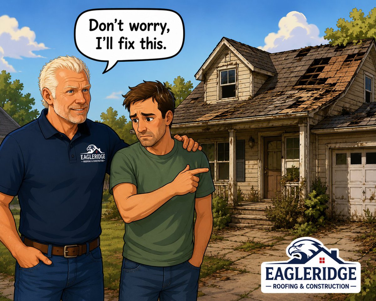 EagleRidgePros's tweet photo. What does 30 years of roofing experience look like?

It means knowing that a missing shingle, clogged gutter, or ceiling stain could be the start of a bigger problem.

Get honest advice and a FREE inspection from EagleRidge Roofing &amp; Construction.

#UtahRoofing #EagleRidgeRoofing https://t.co/jfXqafAwoi