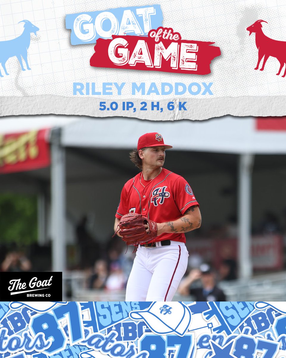 HbgSenators's tweet photo. Today's Goat Brewing Goat of the Game is Riley Maddox's starting line! https://t.co/ohcesKnv74