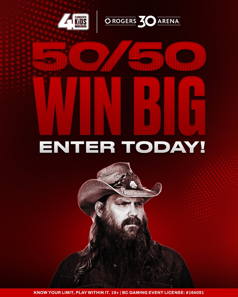 RogersArena's tweet photo. The @Canucksforkids Fund 50/50 raffle is now LIVE for @ChrisStapleton! 💰
Must be 19+ and located in BC to play.

BUY NOW | https://t.co/NiyNOcb7RQ https://t.co/6BM0Hhu9Mh