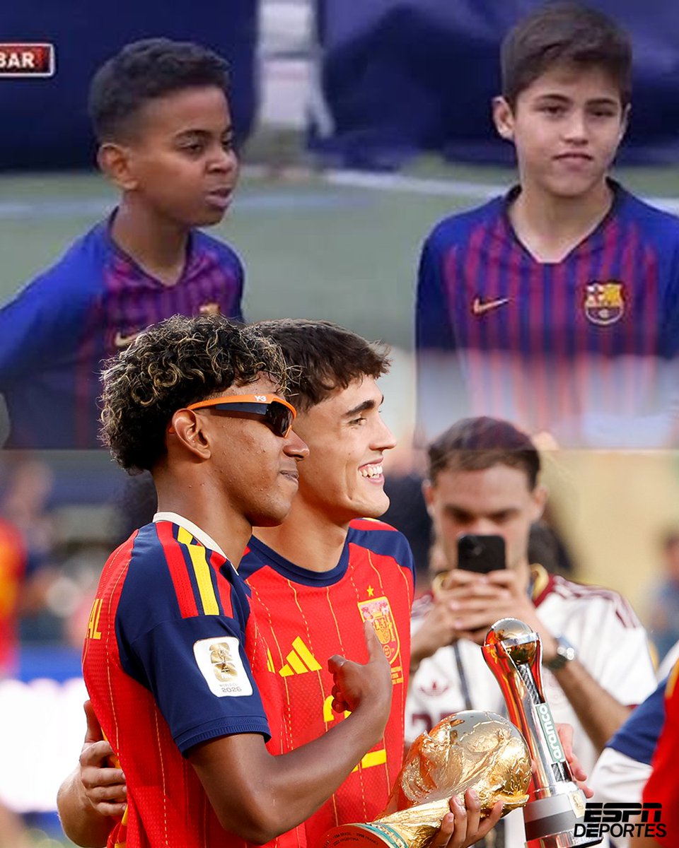 ESPNDeportes's tweet photo. De jugar juntos en La Masía a ser Campeones del Mundo, la historia de Pau Cubarsí y Lamine Yamal.🤩⚽️ https://t.co/rIUUIwre3n