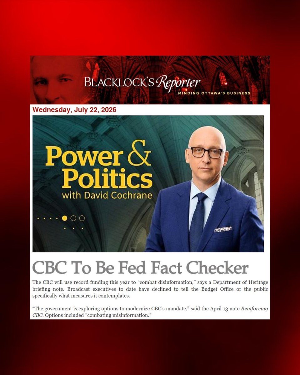 RachaelThomasAB's tweet photo. This is rich.

The CBC, who often sacrifices facts for biased reporting, has been appointed by the Liberals as a fact-checker to “combat disinformation.”

The irony writes itself. https://t.co/xitUNjTt6d