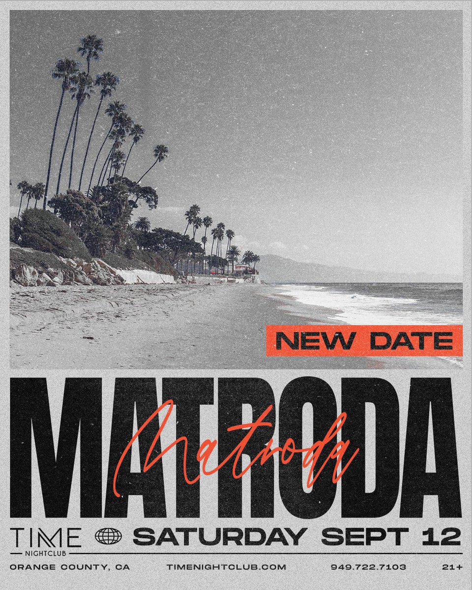 timenightcluboc's tweet photo. New date announced! @matrodamusic's taking over Saturday, 9/12. 🪩

Get your tickets now. → https://t.co/lqpFdZ6l63 https://t.co/2MapfEuejO