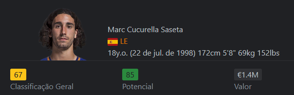 KevinNicolasPF1's tweet photo. Lembranças de quando Marc Cucurella era um wonderkid no FIFA 18 jogando pelo Barcelona B https://t.co/EgrpYOTapB