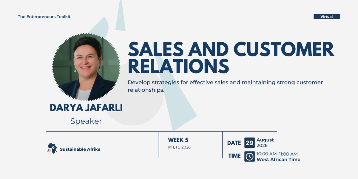 Susafrikaorg's tweet photo. Episode 5
Sales create revenue.
Relationships create sustainable businesses.
Join us as we explore customer acquisition, sales strategy, and relationship management.
📅 29 Aug
🔗 Register: https://t.co/GG4UgVDFpb
#ET20 #Sales https://t.co/JouTYVsre0
