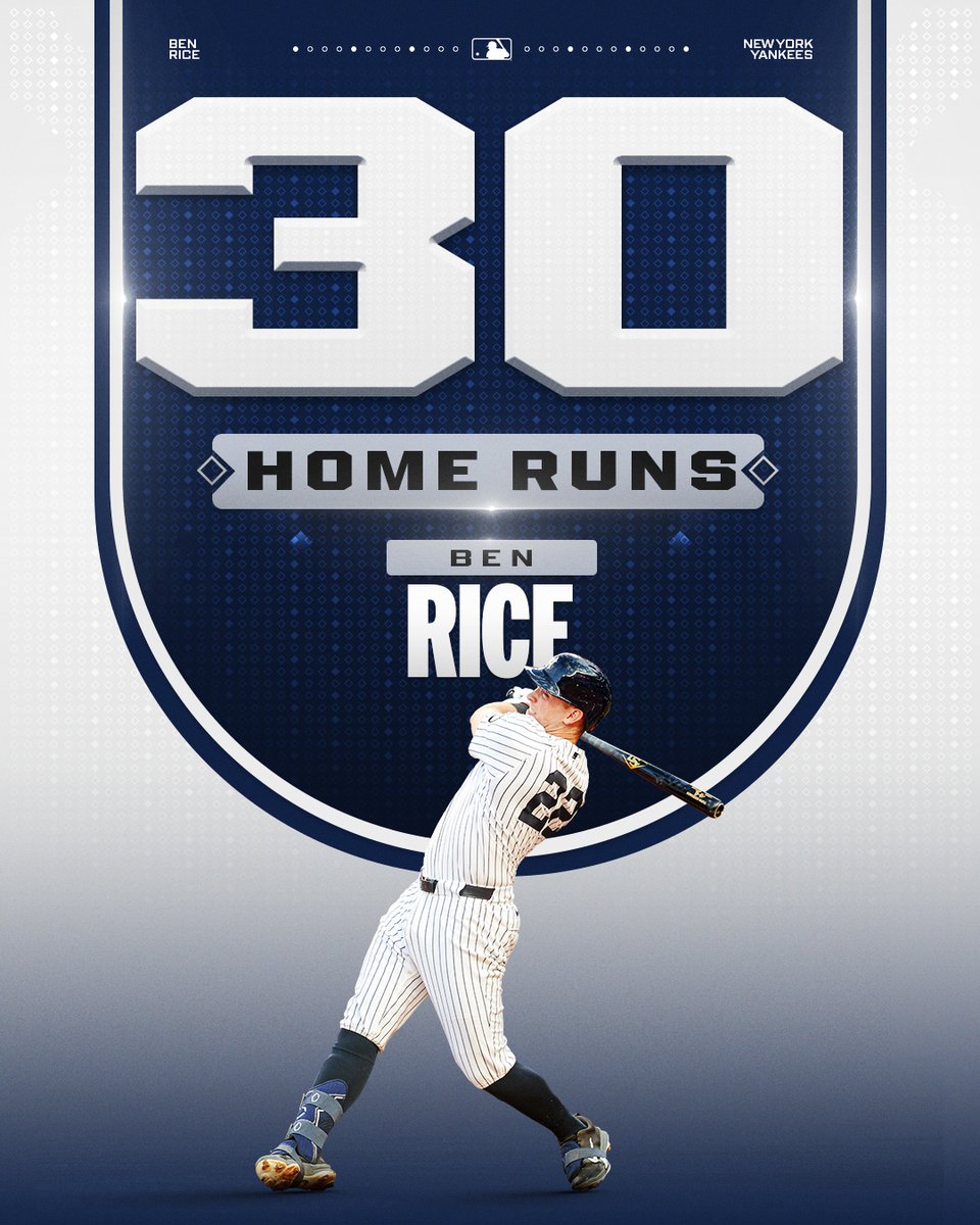 MLB's tweet photo. Benny Barrels 💪

Ben Rice has his first career 30-homer season! https://t.co/qMJDO1c2Rn