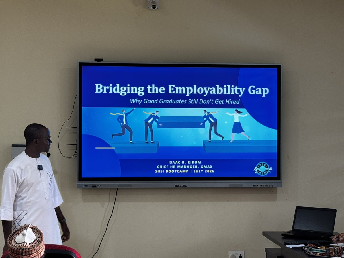 gmax_ent's tweet photo. Degrees open doors. Skills keep them open.

Proud to have our Chief HR Manager, Isaac B. Rikum, speak on Bridging the Employability Gap at the SHSI Professional Development Bootcamp.

Thanks to SHSI for the opportunity to invest in the next generation of professionals.

#GMAX https://t.co/kstwqKaNm7