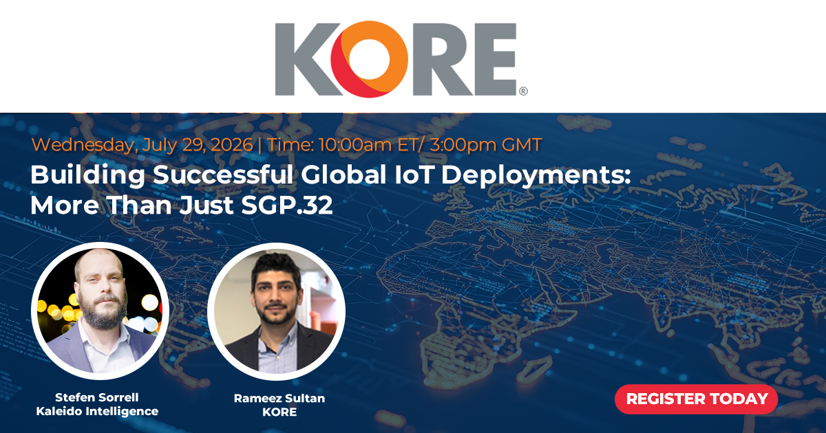 TeamWebinar's tweet photo. Join us Next Week to hear KORE and Kaleido explore the key considerations for deploying enterprise IoT at scale.

Register: https://t.co/0caw8no8oq

@KORE_Wireless @IoTEvolution https://t.co/RdkIiwe954