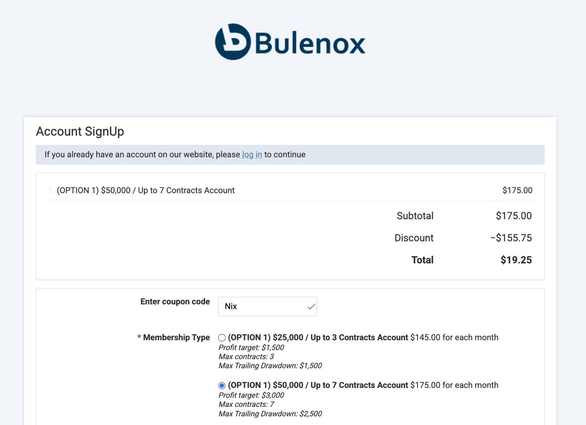 nixfutures's tweet photo. yall kept asking so posting here

evals are **$19** again with code **nix** on bulenox

https://t.co/GZaKcuAUkS

ive been using them for 2+ years and a lot of people been getting paid by them no issues

use them with https://t.co/It1Y26dQL3 (a free web based platform like TopStepX with an inbuilt free copytrader) so they work on Mac and phone as well.