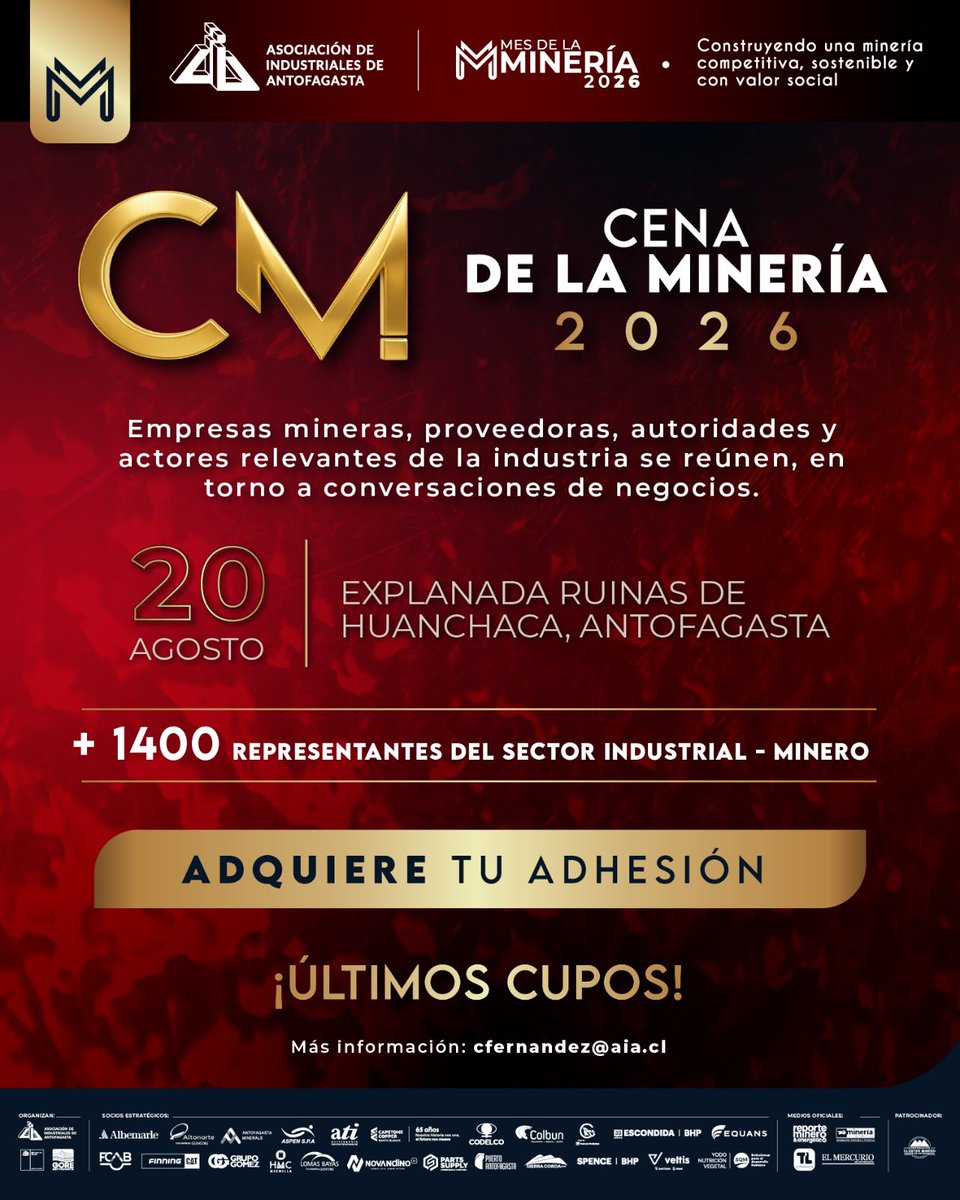 ReporteMinero's tweet photo. 🔗 Enlace de adhesión para la cena: https://t.co/t09qJTai6x https://t.co/cJWS5AqEf5
