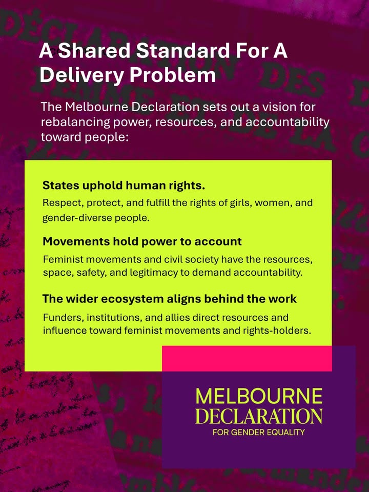 WomenDeliver's tweet photo. Built by many, owned by all of us. More than 900 people shaped the #MelbourneDeclaration through 50+ global consultations. Now, it’s gaining support as a shared standard for accountability, rights, and action. ✍️ Endorse it. Build with it: https://t.co/lCMuBgAkaD https://t.co/2ji5WNnMYS