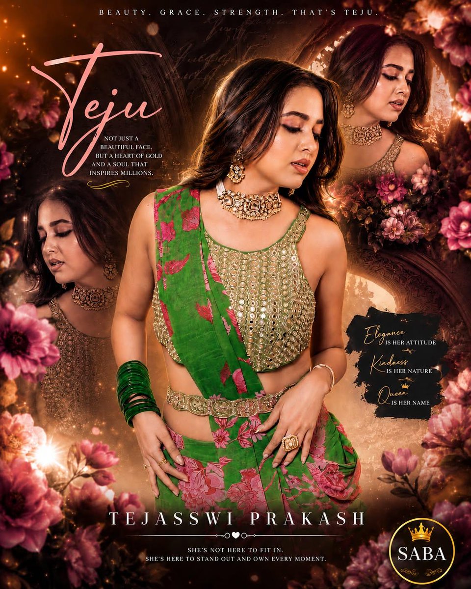 TejuLoverr51's tweet photo. Phool uske aas-paas zaroor khile hain…

Magar asli bahaar toh uske chehre par hai.

Sunehri roshni usse aur bhi roshan bana rahi hai,
Aur uski muskurahat har dil mein ek nayi umeed jaga rahi hai.

Uski saadgi mein hi uski shaan hai.
Uski nazakat mein hi uski taqat hai.

Isi liye Teju ko sirf dekha nahi jaata…
Use mehsoos kiya jaata hai. 🌸💚✨

#TejasswiPrakash #TejaTroops #Tejran #DesiBling #DesiBlingWithTejasswi #LaughterChefss3