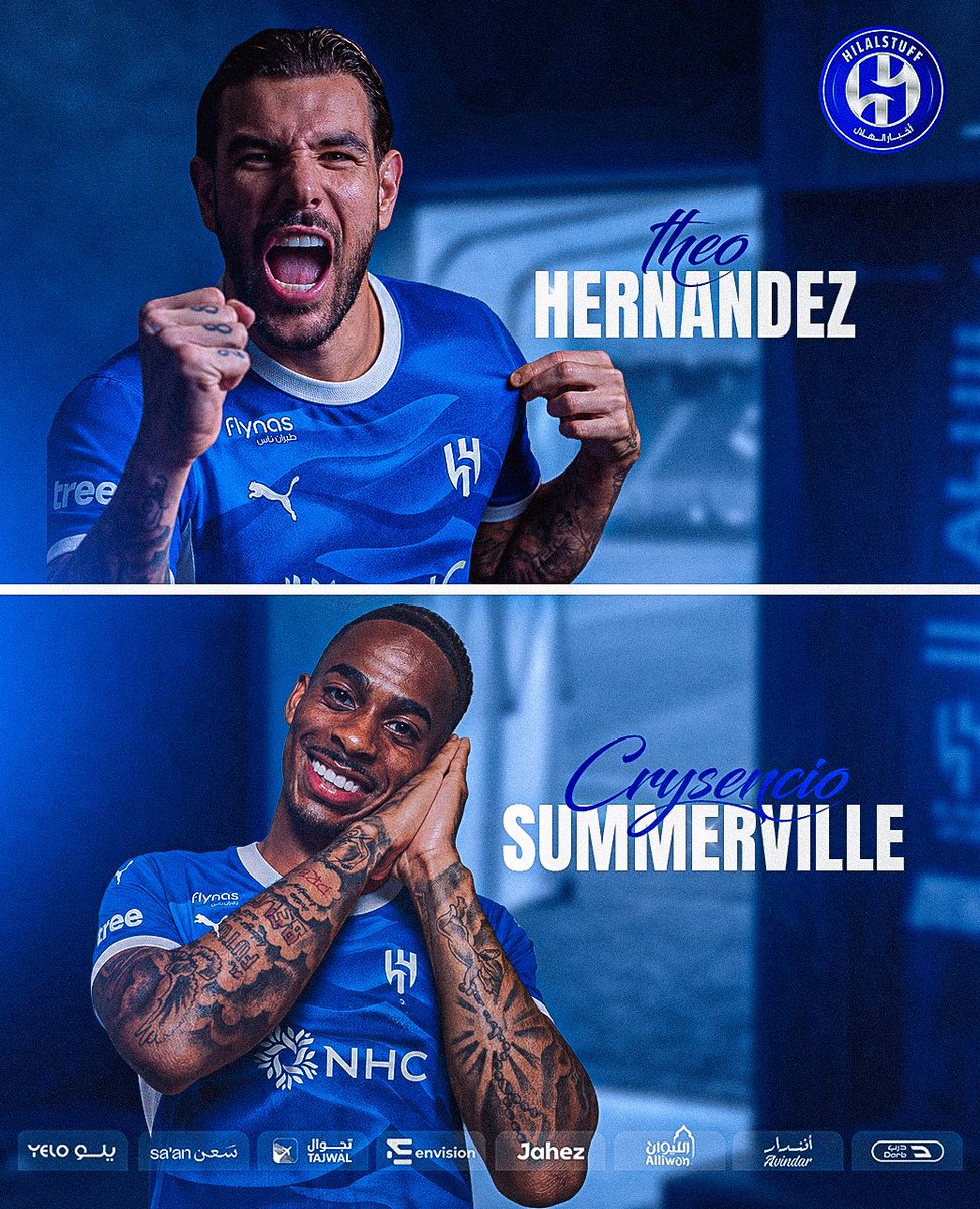 hilalstuff's tweet photo. 🚨 — جهة الهلال اليسرى في الموسم القادم 💣 

🇫🇷 ثيو هيرنانديز 

🇳🇱 كريسنسيو سمرفيل 

😱😱😱😱😱😱😱😱💙💙💙💙💙💙 https://t.co/nS9GOC6Ksy