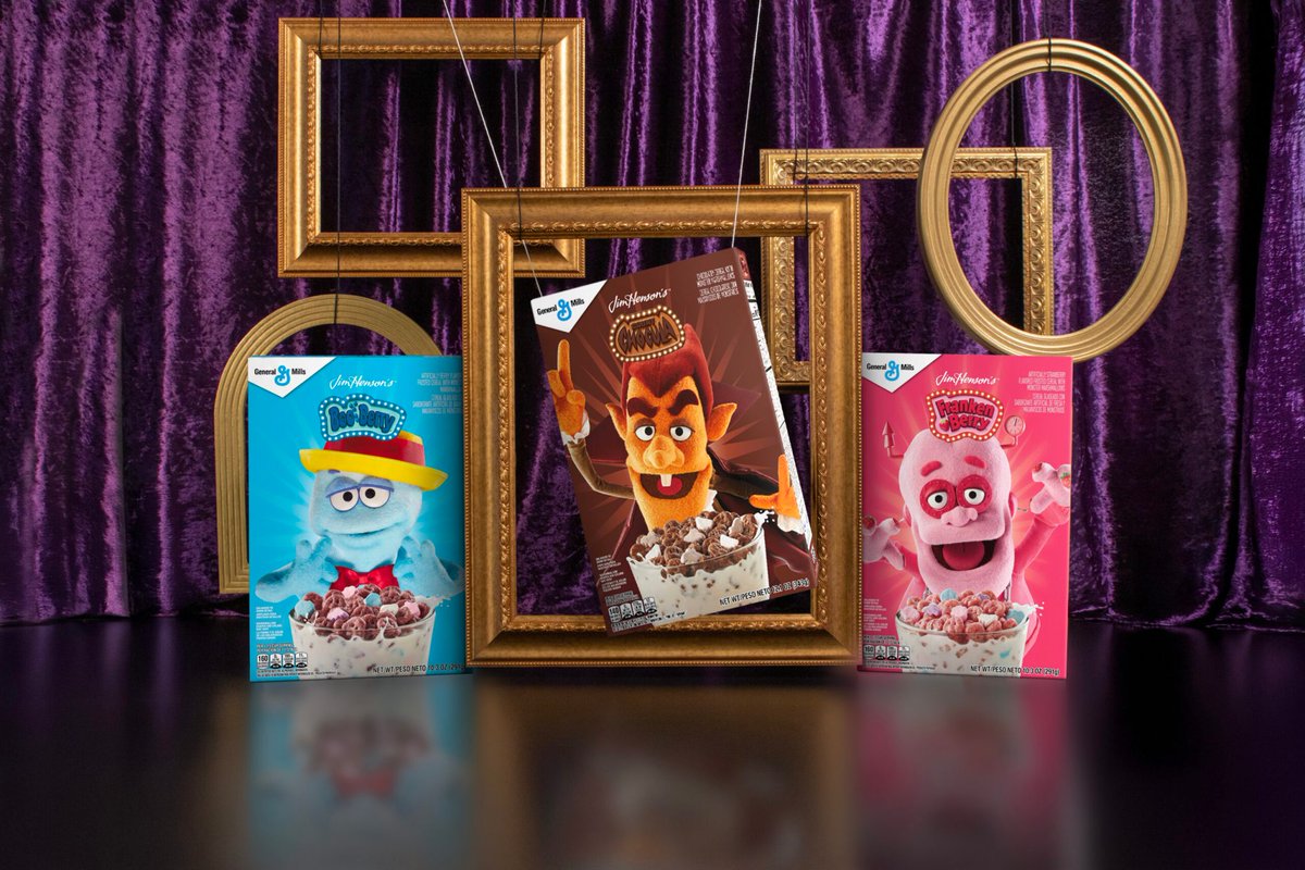 BDisgusting's tweet photo. General Mills’ Monster Cereals turn 55 this Halloween, and Count Chocula, Boo Berry &amp; Franken Berry are celebrating with an encore collab with The Jim Henson Company.

The iconic cereals are returning with newly designed packaging.

Expect them in the coming weeks! https://t.co/vzXFjLpbqZ