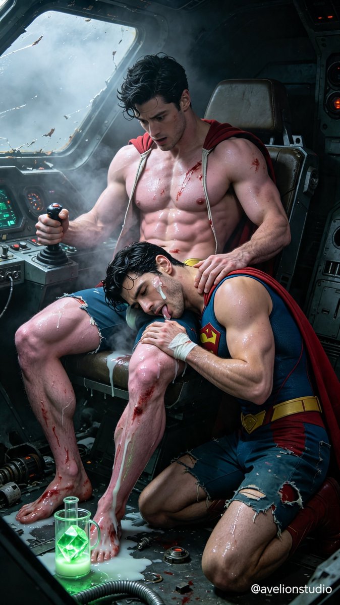 avelionstudio's tweet photo. The medical glass container they had used earlier was already empty, but Superman showed no intention of stopping.
The air inside the capsule became humid and sticky, filled with the smell of sweat and semen. https://t.co/YRImVZ0Ohz