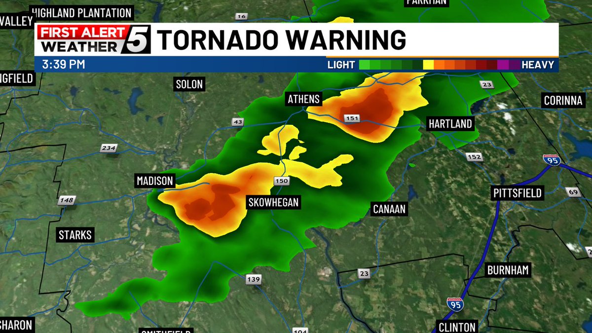 WABI_TV5's tweet photo. A Tornado Warning has been issued for the following counties:  Somerset until Jul 22 4:00PM.
Seek Shelter Immediately. Tune into WABI-TV5 for the latest details.
#firstalert #MEwx https://t.co/kRh0qvE459