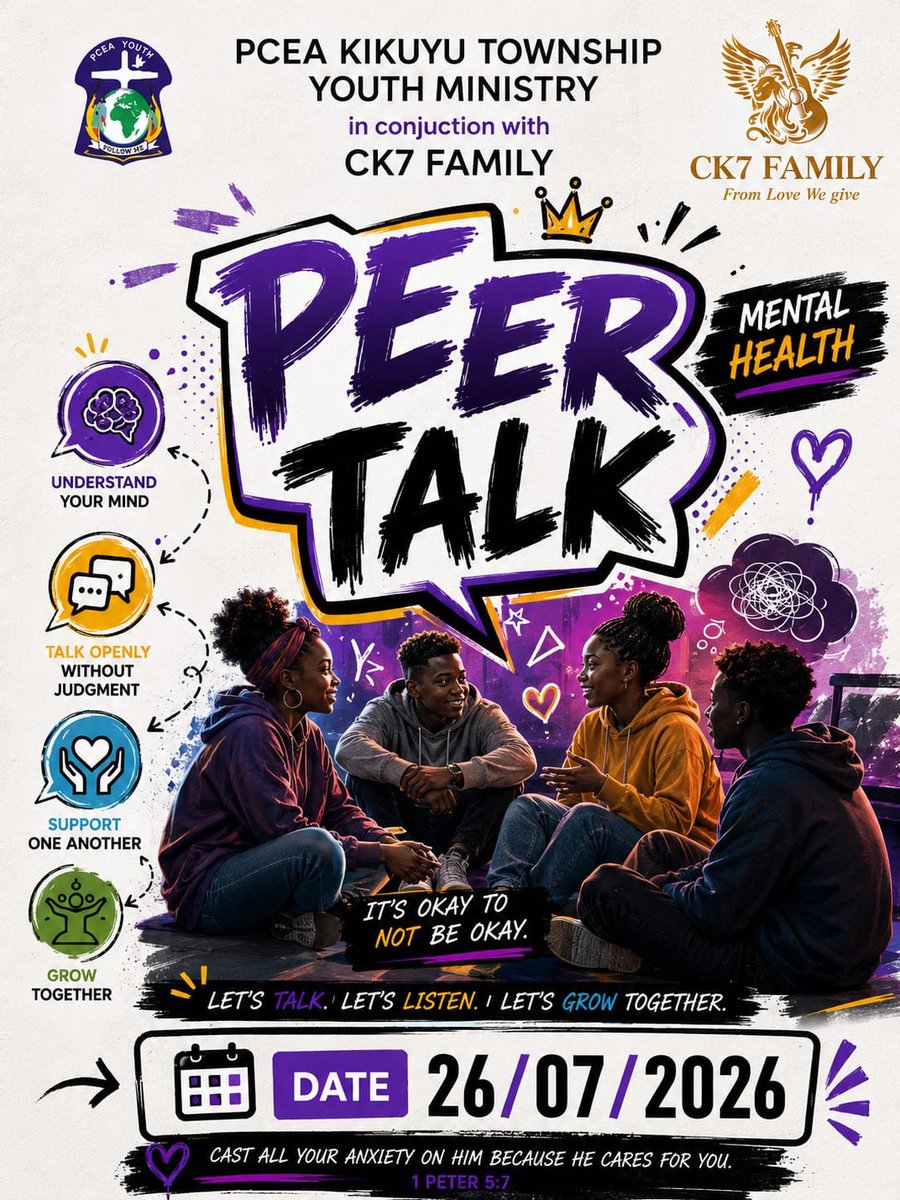 ck7family's tweet photo. 🗣️🎉 YOU ASKED, WE LISTENED, AND WE DELIVERED! 💜🔥

🗣️🎉 INTRODUCING PEER TALK 💜🔥

PCEA Youth in conjunction with CK7 Family proudly presents PEER TALK! 🤝✨

#ck7family 
#peertalk 
#weekend
#sunday 
#youth https://t.co/10w6DC9QXV