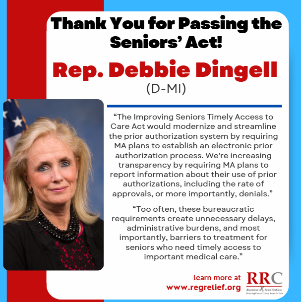 regrelief's tweet photo. ✅ Another milestone! The #Seniors' Act (H.R. 3514) is through the full @EnergyCommerce Committee — clearing its second House committee! Thank you, @RepDebDingell, for standing up for seniors and patients! #FixPriorAuth https://t.co/UieN4nGza2