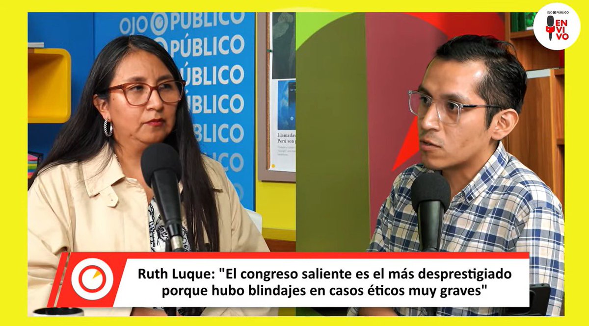 Ojo_Publico's tweet photo. #OPEnVivo 🎙️ “El congreso saliente es el más desprestigiado, porque hubo blindaje en casos éticos muy graves”, comentó @RuthLuqueIbarra, senadora electa por @Ahora_Nacion. 

Únete y deja tu comentario aquí 👉 https://t.co/WMpmAZIWy1 https://t.co/kgLLXsBWZ4
