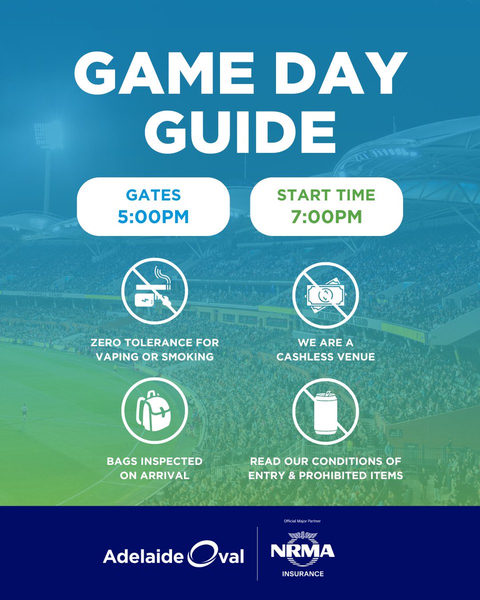 TheAdelaideOval's tweet photo. A huge Thursday night awaits, as the Crows take on the Pies at Adelaide Oval 🏉

ℹ️ Find all your match info here and on our website. https://t.co/wOBP5Buzf6