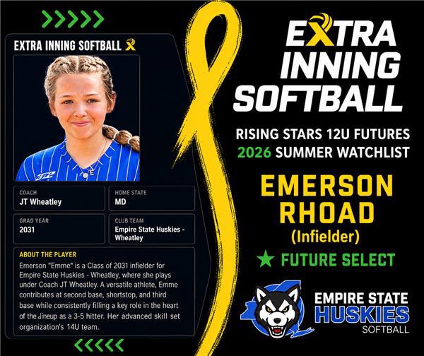 EmmeR_2031's tweet photo. Honored to be named Future Select on the @ExtraInningSB 12U Rising Stars Summer Watchlist! 🥎🐾💙🤍🖤

Thank you to my family, coaches, teammates, and everyone who has supported me. I’m grateful for this recognition and excited to keep working, learning, and getting better every day.

Thank you, @ExtraInningSB, for this amazing honor!

@jwheat14 @LineDsoftball @EStateHuskies
@ESHuskiesSouth @CoastRecruitsSB @mmidnight1000
@SoftballAmerica @SoftballDown
@_aveee @PrepSoftball @TopPreps @SBRRetweets @los_stuff

#ExtraInningSoftball #FutureSelect #RisingStars #2031Grad #EmpireStateHuskies #MiddleInfield #TravelSoftball #Softball #WorkHard #DreamBig #GDTBAH #RowTheBoat