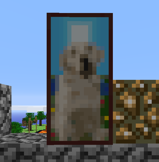 MinecraftOSE's tweet photo. My dog is getting older (he's 13 1/2 which is past most labs life expectancy!) so I wanted a way to immortalize him in Minecraft: Oldschool Edition. 

So I added the Matty painting in 1.9 Pre-Release 7. <3 https://t.co/iHKvOFQcDl