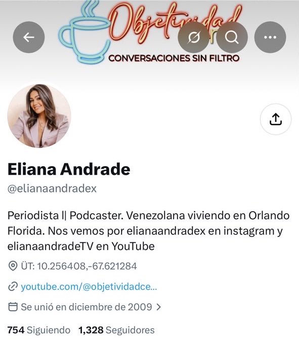 4F_Mamba's tweet photo. ¡La doble moral al descubierto! La periodista @elianaandradex, conductora del podcast “Conversaciones sin filtro”, hoy se presenta en Orlando, Florida, como "perseguida política" y genera campañas de falsas noticias contra el Gobierno Bolivariano. Pero la historia real es otra. 

Antes de huir a EE. UU. con un asilo fraudulento, se benefició activamente de la Revolución Bolivariana. En Aragua, trabajó en el canal regional TVS conduciendo el programa “Polos Encontrados” junto al entonces alcalde del PSUV, Eric Ramírez. Pero hay más.

El exgobernador de Aragua, Didalco Bolívar, le adjudicó un apartamento en la urb. Narayola (La Morita), destinado a comunicadores sin vivienda. 

¿Qué hizo? Lo vendió para financiarse el viaje a EE. UU., donde hoy posa de muy "digna" ocultando cómo se aprovechó del Estado.