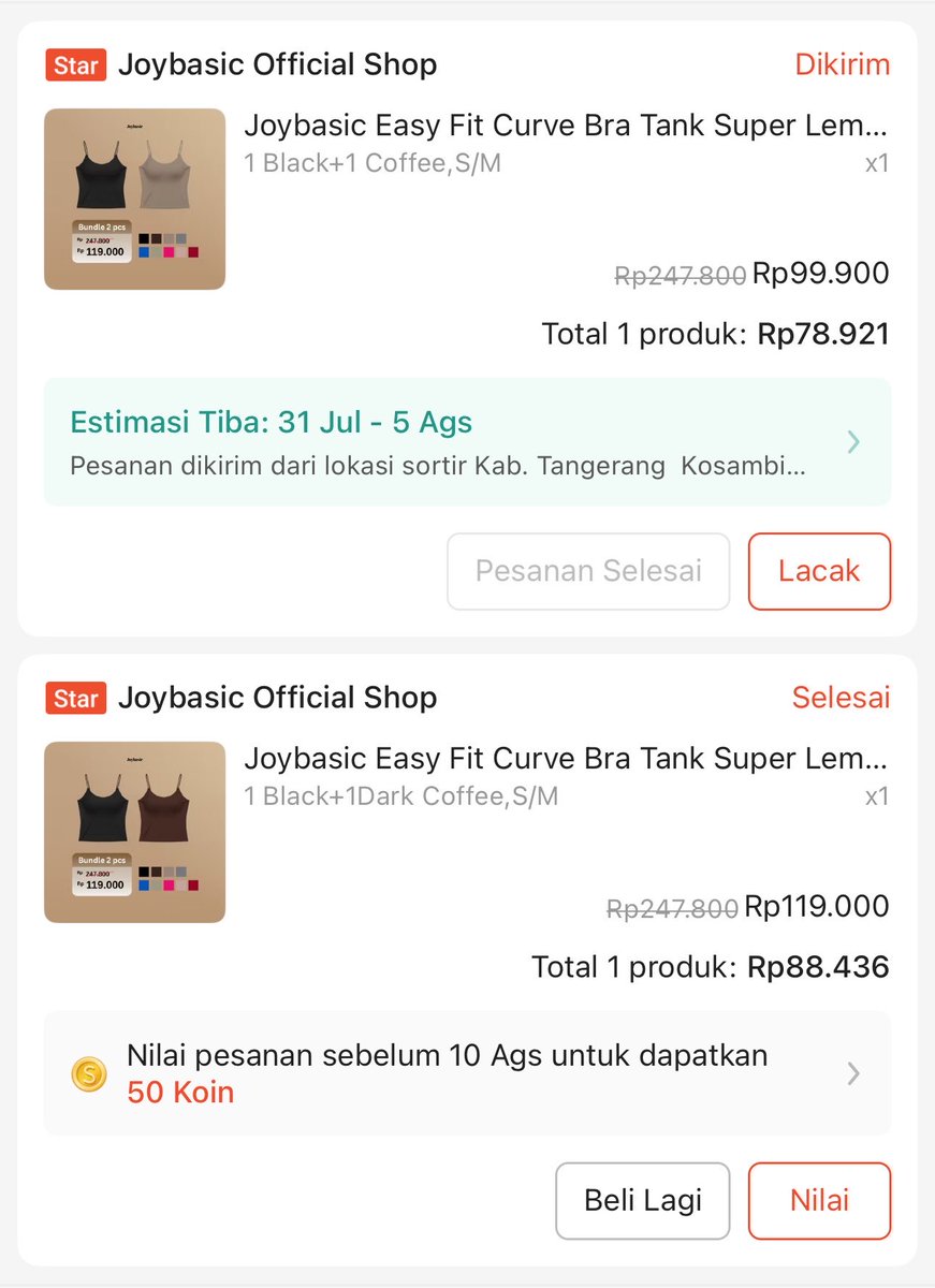 asugile_'s tweet photo. Boleh pamer gak sih ganyampe 100rb dapet 2 tankbra dri brand ini ? https://t.co/Zagiwrb2BE . bahannya beneran adem,nggak nerawang,Nyaman dipakai seharian, udah ada cup branya lagi 😍 wajib punya sih https://t.co/ukRjPkVSfX