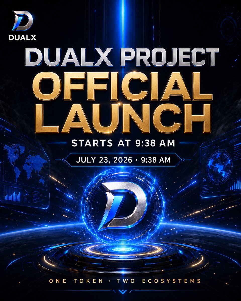 Mr_DUALX's tweet photo. Today marks the beginning of a new chapter for DUALX.

At 9:38 AM on July 23, 2026, DUALX officially launches.

Built on real-world applications, we will continue advancing the development of the SeekWeb4 AI Communication Ecosystem and the Web4X Mall Blockchain Commerce Ecosystem.

We are not focused on short-term market noise.
We are focused on products, users, real applications, and long-term ecosystem development.

DUALX — One Token, Two Ecosystems.
A new beginning. Let us witness it together.

DUALX Contract Address:
0x8cb3d40f9f200e9bac8d137b66cc956b093ec8cb