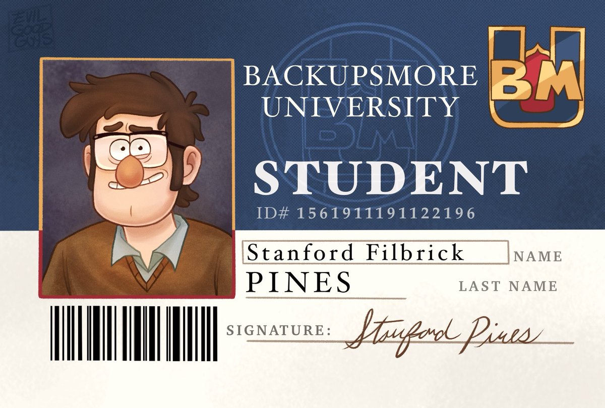 evilgoodguys's tweet photo. hey man! you dropped your student ID!📚 #FiddauthorWeek2026 #gravityfalls #fiddlefordmcgucket #stanfordpines https://t.co/qvTR1Xa6Bq