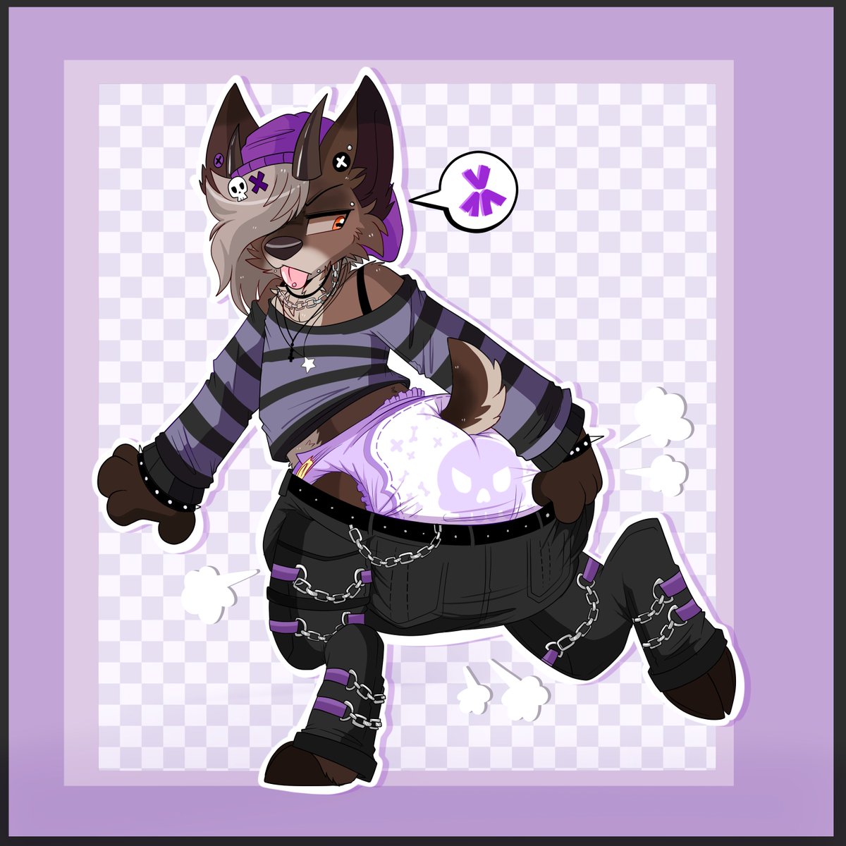 BINKYB0NES's tweet photo. These damn pants are too tight... Can't get them over this stupid diaper..! 

Art by pawplanets! https://t.co/Xa1I1kxV1z