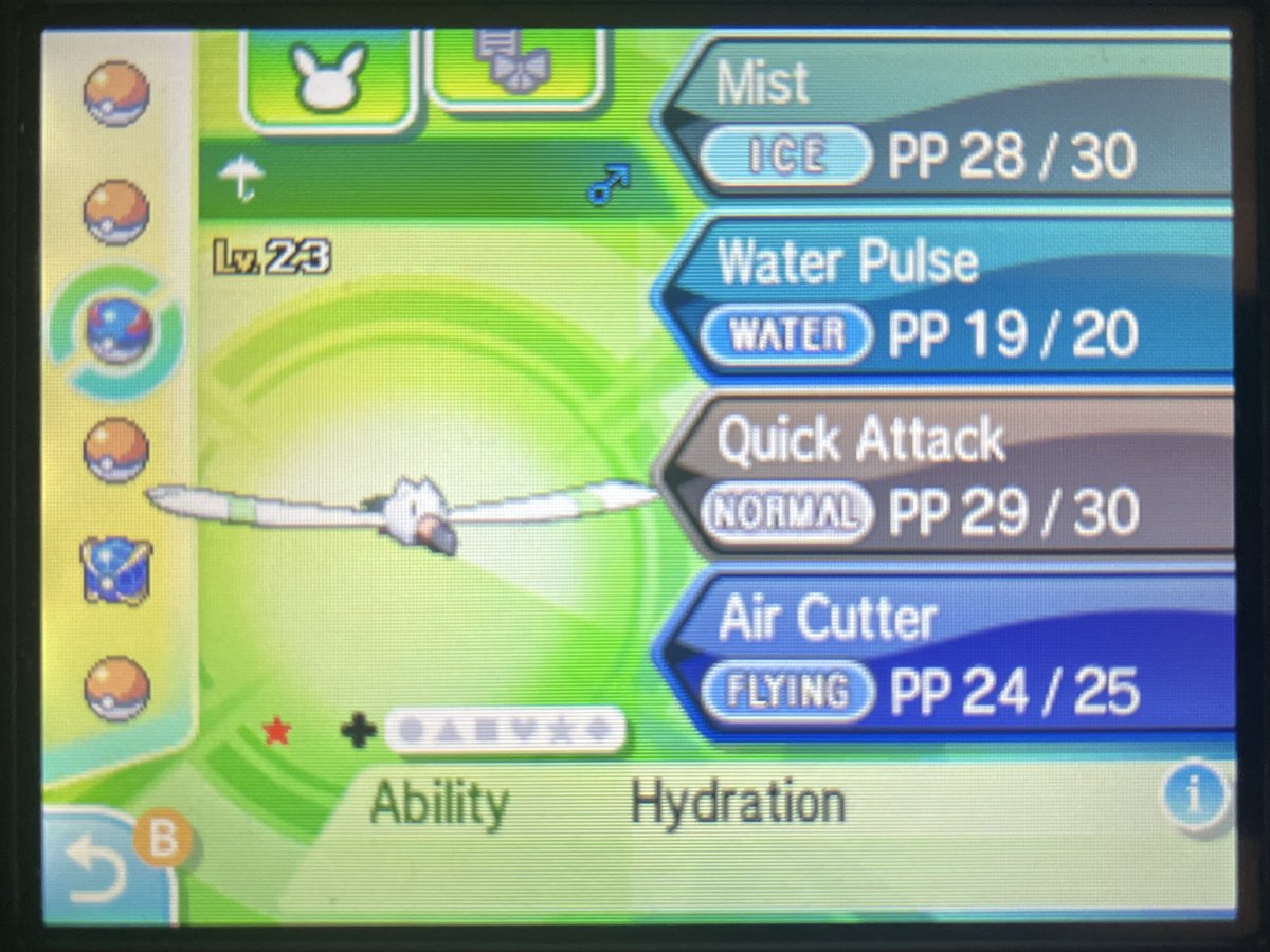 Qaurad's tweet photo. Shiny Wingull after 1,324 random encounters while looking for Stufful. (Phase 2) Onto the next. https://t.co/k6iIgEZCzA