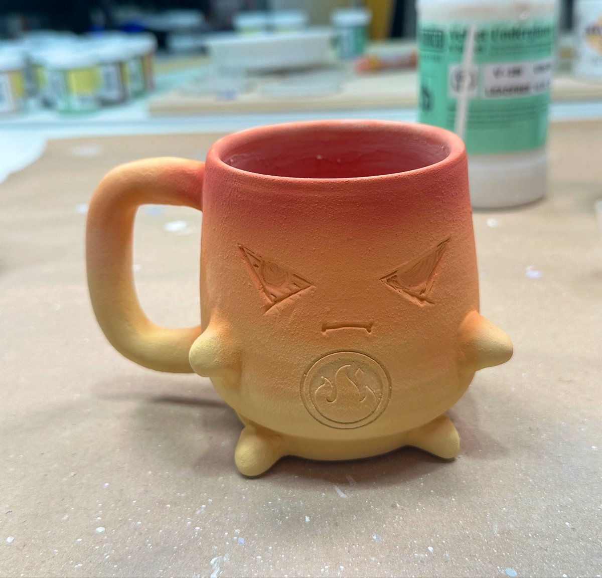 NerdECrafter's tweet photo. Home stretch!! Details being added to the Sprite mugs from @Fortnite they’ll be done by the weekend 😭😭🥹
.
#fortnite #art #ceramics #pottery #crafts https://t.co/tiXa3ldBIT