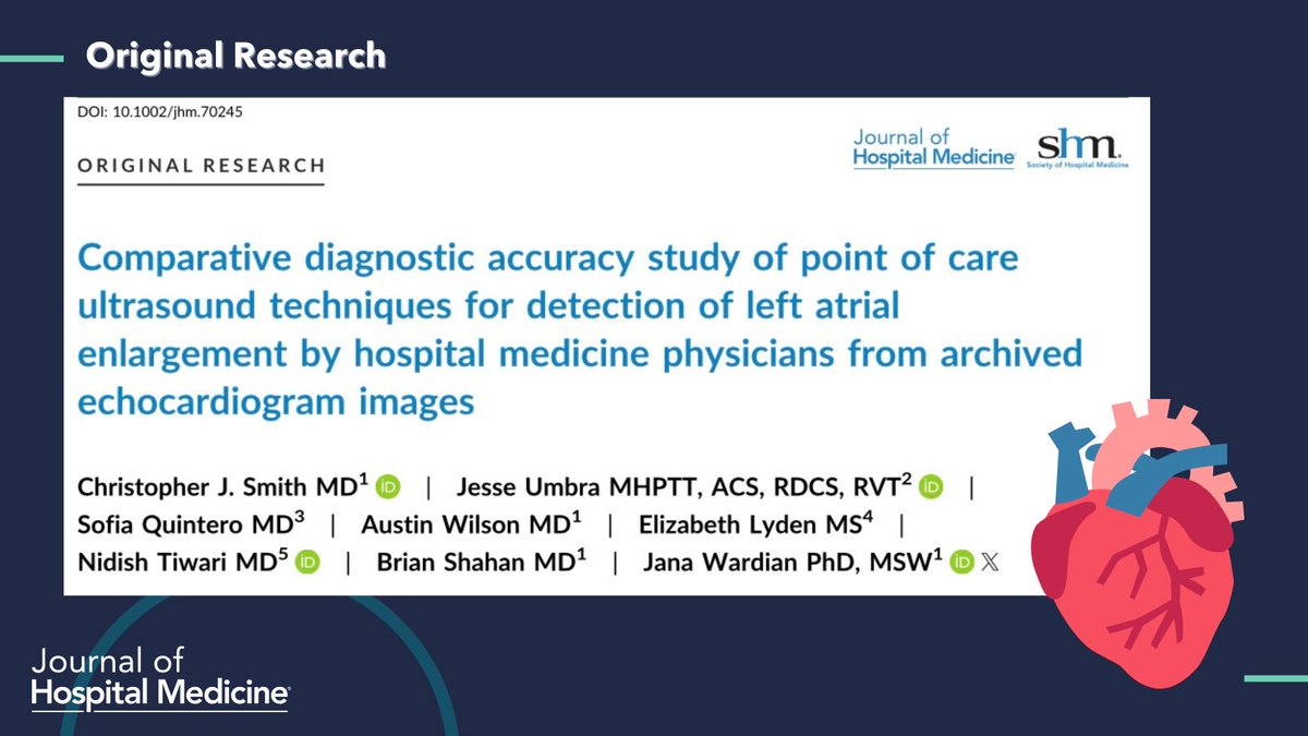 JHospMedicine's tweet photo. New comparative diagnostic accuracy study examines the best POCUS method for identifying left atrial enlargement.
🔗: https://t.co/thHVtd8sZK
✍️: Dr. Christopher Smith @University of Nebraska Medical Center @Nebraska Medicine
#SHM #JHM https://t.co/KT5zgnbztB