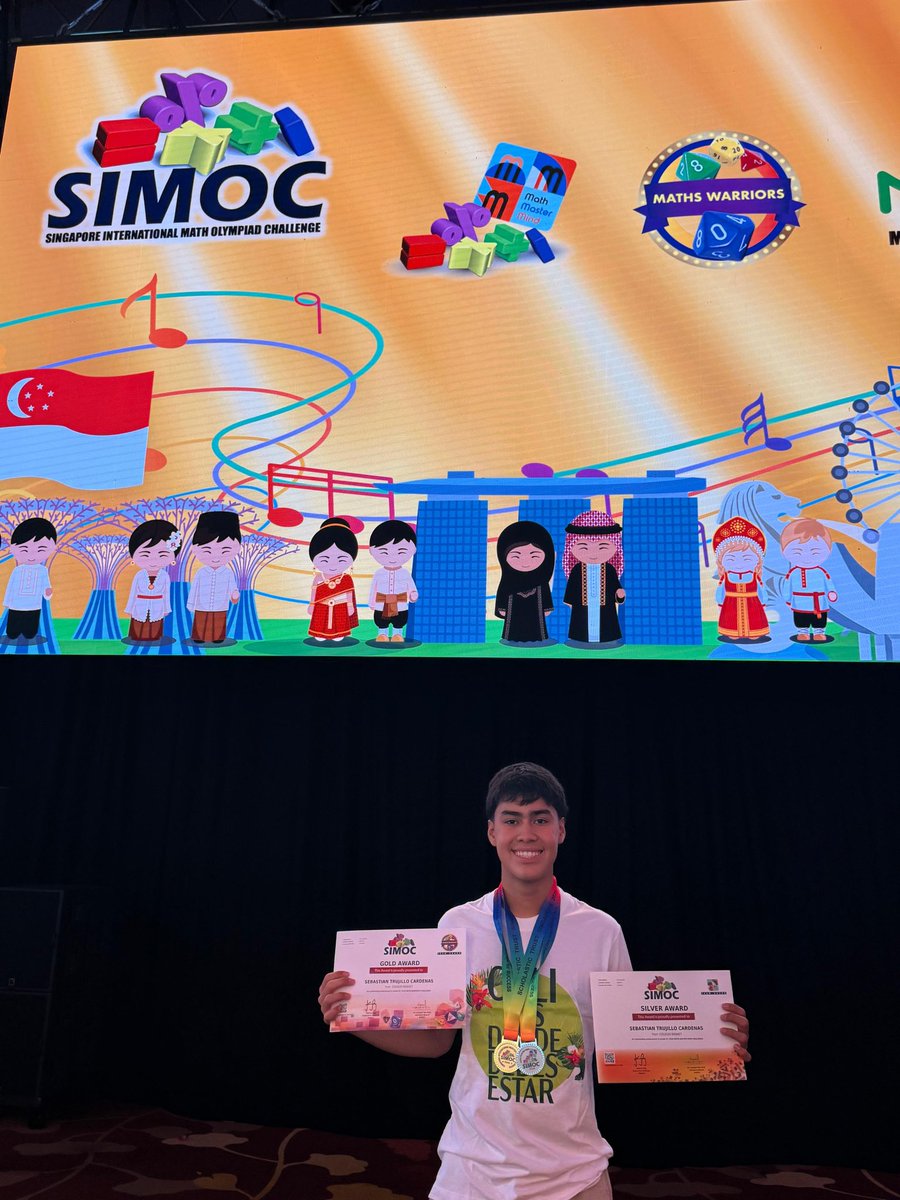 alejoeder's tweet photo. ¡Qué alegría recibir esta noticia!

Sebastián Trujillo ganó medalla de oro y medalla de plata en el Singapore International Math Olympiad Challenge 2026. 🥇🥈

Cuando nos conocimos antes de su viaje le dije que toda Cali estaría con él. Hoy nos demuestra que el talento, la disciplina y los sueños de nuestros jóvenes pueden llegar muy lejos.

¡Felicitaciones, Sebastián! Nos llenás de orgullo.