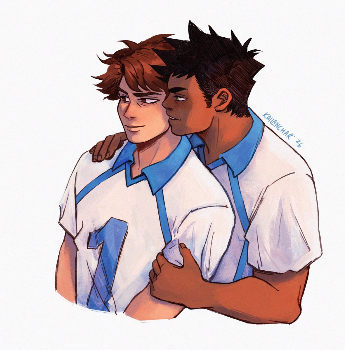 kailanchar's tweet photo. They’re judging the other team~~ 

#haikyuu #iwaoi #oikawa #iwaizumi https://t.co/Hi9Fv0mqqo