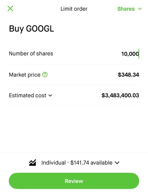 Nacio_08's tweet photo. Buying 10,000 shares of $GOOGL  before earnings today. https://t.co/6FT8a88r5h