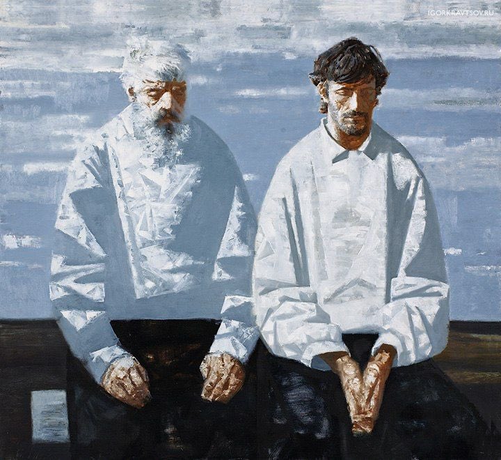 art_forus's tweet photo. " صمت الأب وابنه " 
للفنّان الروسي Igor Kraftsov (2009). https://t.co/JS9Zzmdgrx