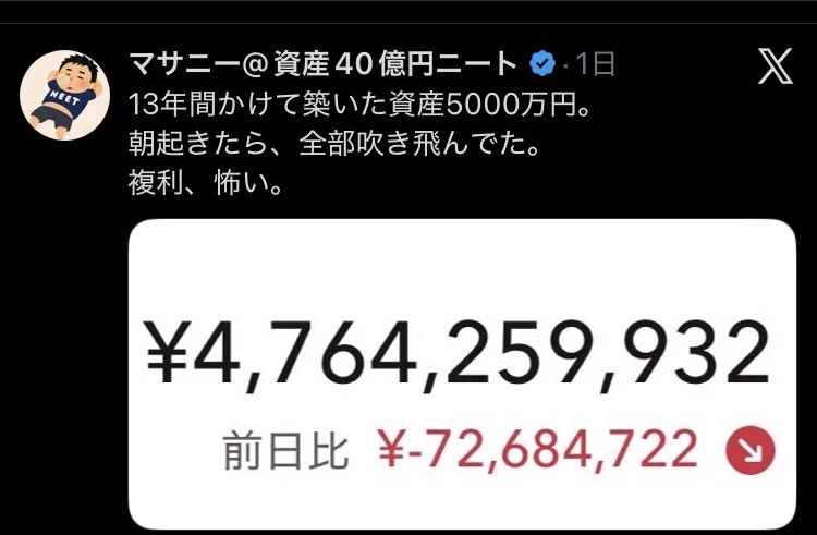 億り人(予定) マサニー@資産40億円ニート on X: 