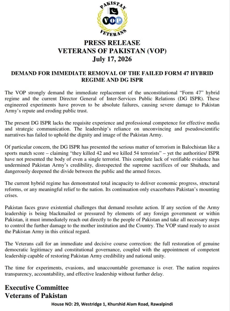 soldierspeaks's tweet photo. The Pakistani military has once again been exposed, with its recent claims definitively debunked. This erosion of credibility has reached a point where even Pakistani veterans are now publicly calling for the removal of the DGISPR. Such a precipitous fall from grace is unprecedented and severely damages the institution’s standing.