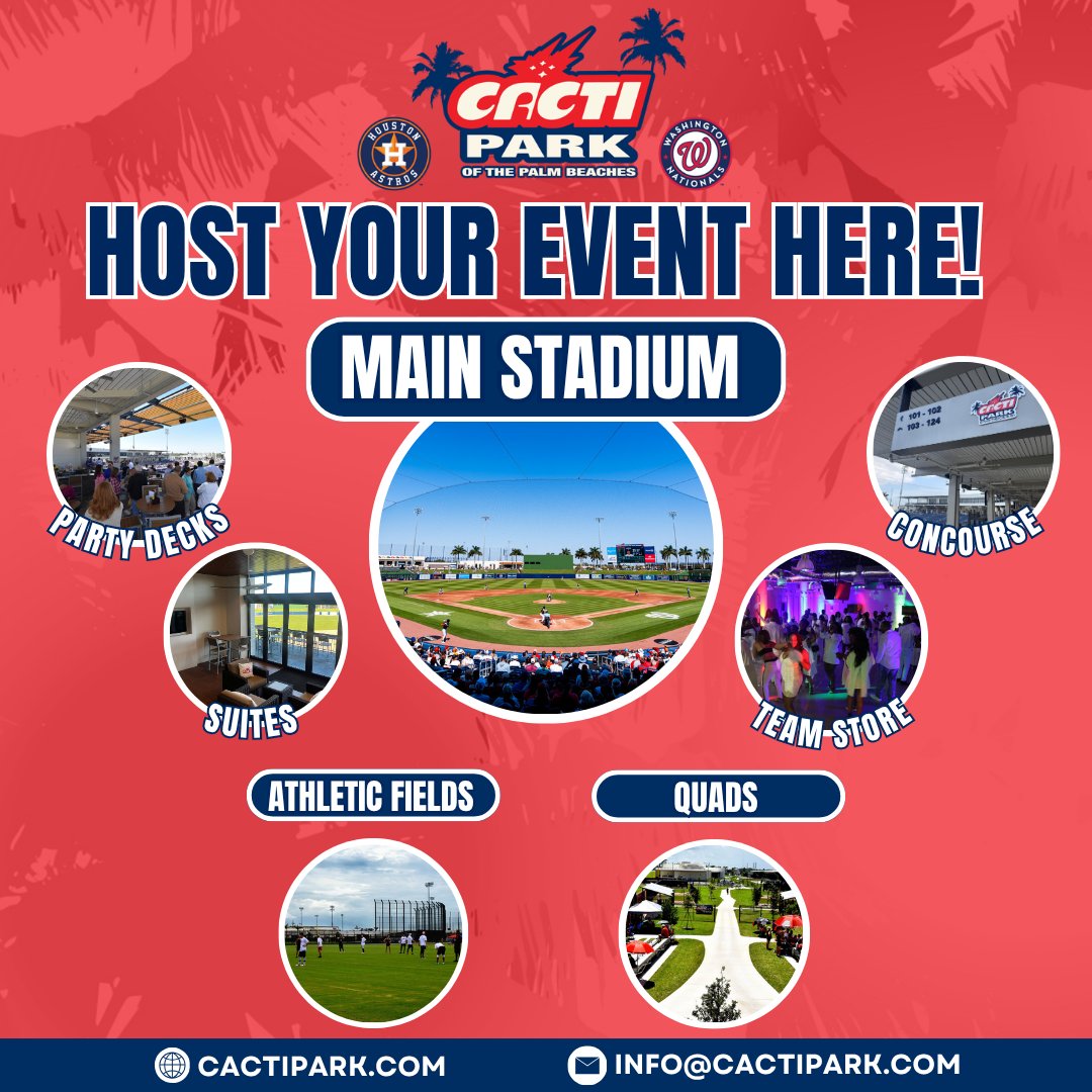 CACTIParkPB's tweet photo. Looking for a venue that's anything but ordinary? Host your next event at CACTI Park of the Palm Beaches to give your guests an experience they'll never forget. 🏟️

Contact us today to start planning! 📝

#CACTIParkEvents #WestPalmBeach #Stadium https://t.co/zpyaIipWQr