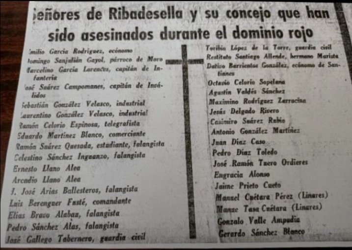 Bekico573248's tweet photo. Esto también debería formar parte de la Memoria Democrática, si estuviéramos en un Estado igualitario. El concejo de Ribadesella tenía unos 6.700 habitantes en esa época y el recorte de periódico es sólo una pequeña pincelada. https://t.co/Xe2SfkXPcZ