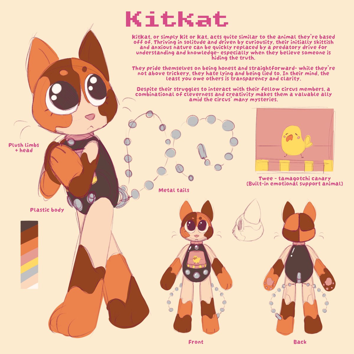 1ndieblue's tweet photo. Hello fellow circus enjoyers can I interest you in a silly little guy(TM)

(Aka intro for my TADC oc, Kitkat!)

#tadc #tadcoc https://t.co/9jl3z7R8aq
