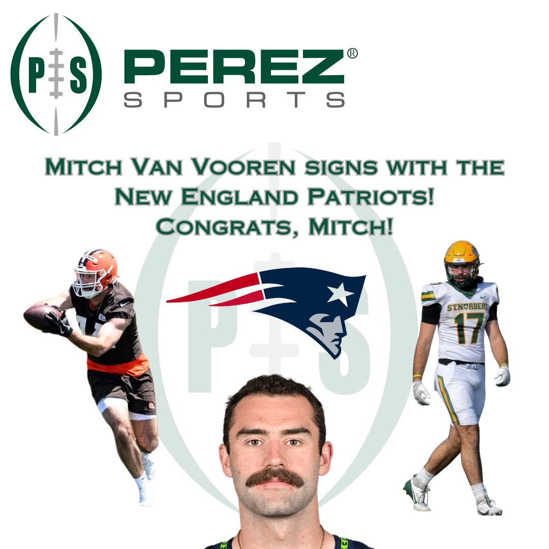 Congrats to our client, Mitch Van Vooren (@m_vanvooren14), on signing with the New England @Patriots! Good luck in training camp! @PerezSportsJP @SNCfootball @d3football