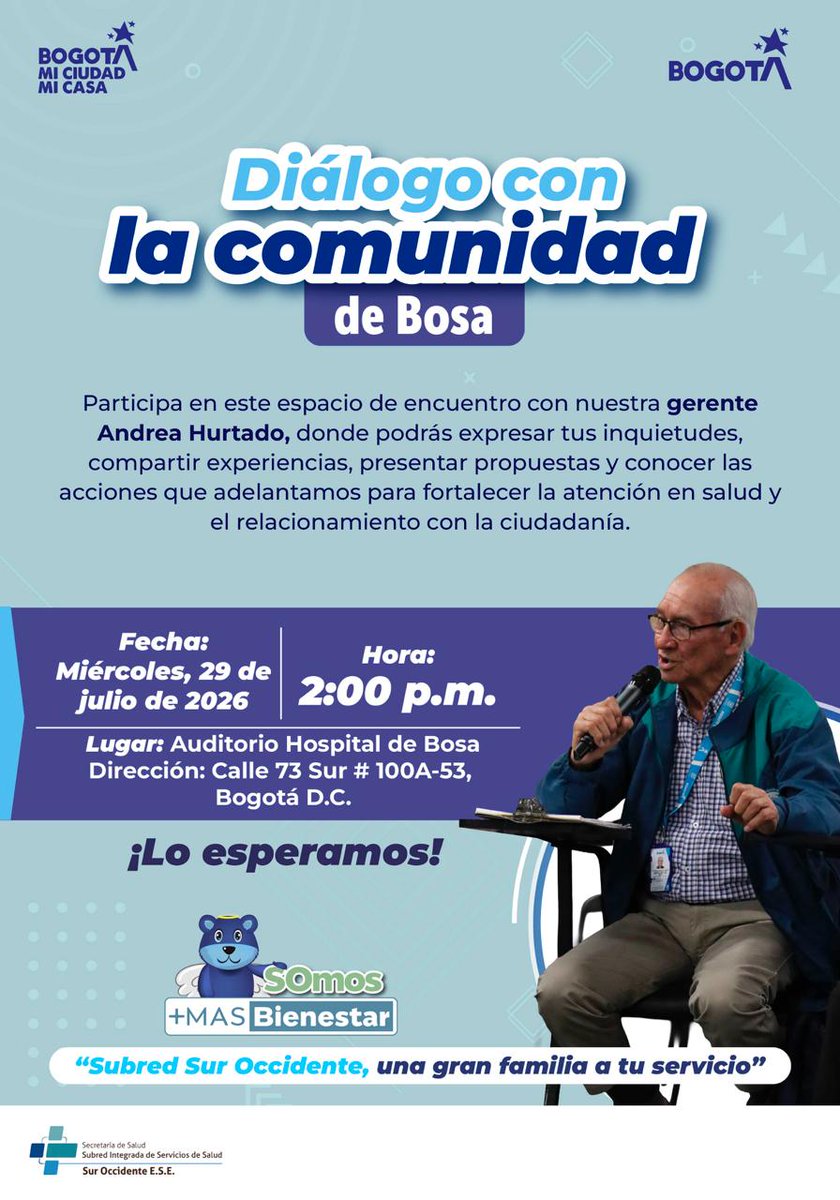 SubRedSurOcci's tweet photo. #SOmosMASBienestar Te invitamos a ser parte de este espacio de diálogo con nuestra gerente, Andrea Hurtado, donde podremos escucharte, conocer tus propuestas y seguir construyendo, junto a la comunidad, una atención en salud cada vez más cercana, participativa y de calidad. https://t.co/J0ayUB0aBG