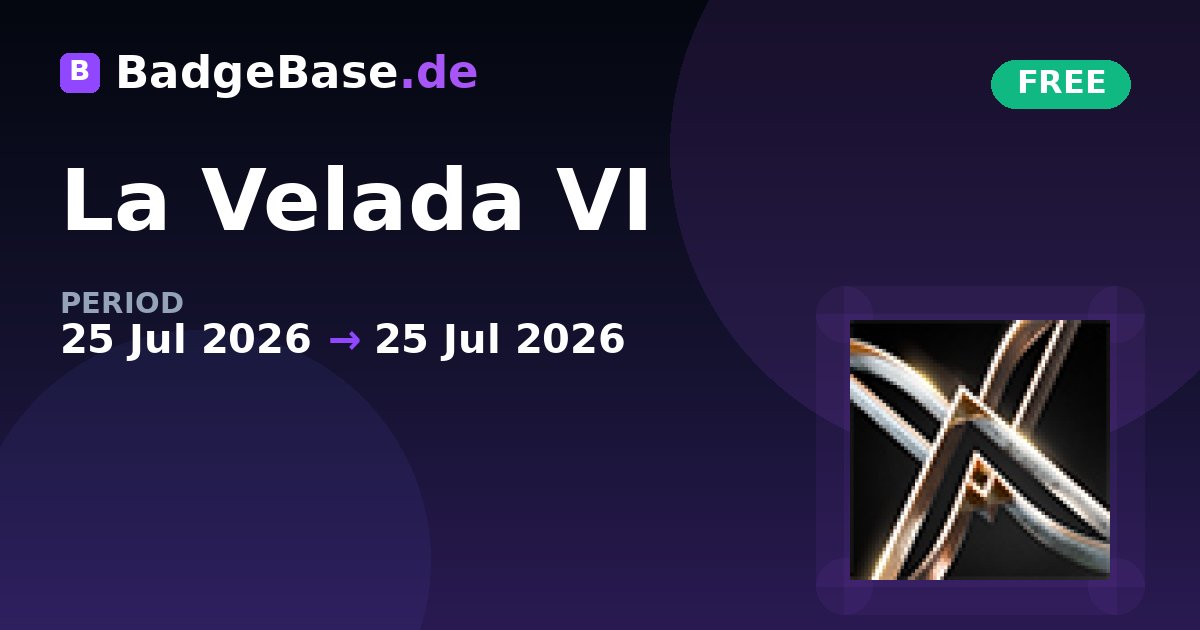 BadgeBaseTwitch's tweet photo. New global Twitch Badge: La Velada VI

This badge was earned by tuning in and watching La Velada VI! https://t.co/V5Y5h5P7L0
