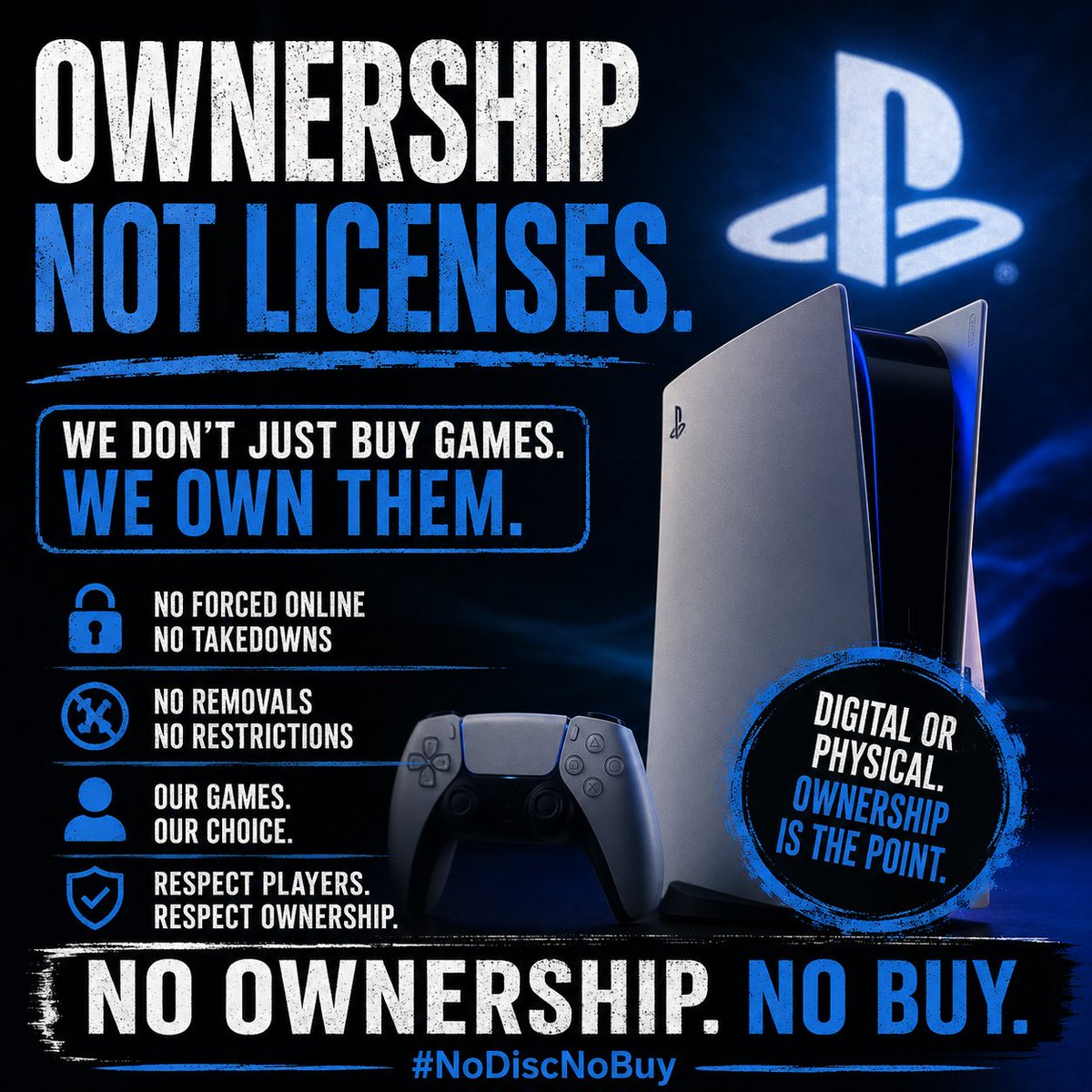 CostasGR99's tweet photo. @PlayStationNZ We want ownership of our purchases, physical or digital. The fact that you don't even reassure players about the future and ignore your customer base for 3 weeks now is unbelievable. https://t.co/U1M4GLedg6